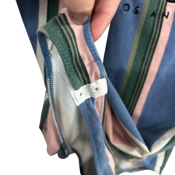 GUESS Striped Logo Snap Bodysuit M Retro Y2K Pastel Sporty Coquette Streetwear - Picture 4 of 8